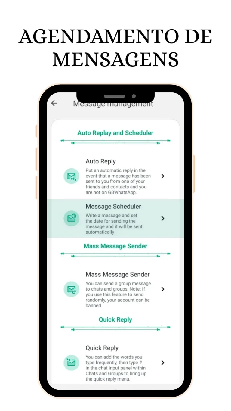 WhatsApp GB Download Oficial Atualizado v18.80 Abril 2026 12 Agendamento de Mensagens whatsapp gb pro