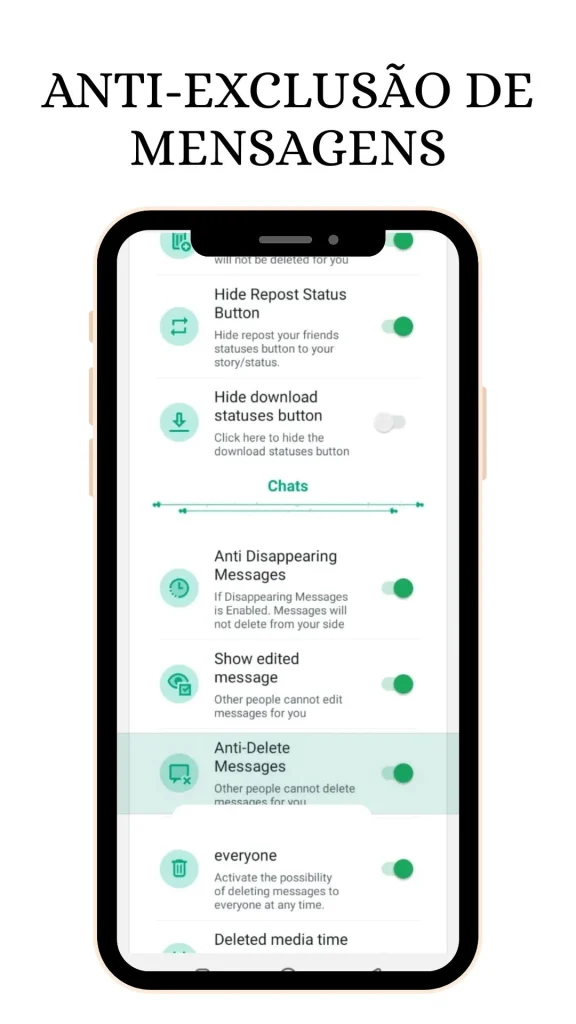 WhatsApp GB Download Oficial Atualizado v18.80 Abril 2026 7 Anti-Exclusão de Mensagens
