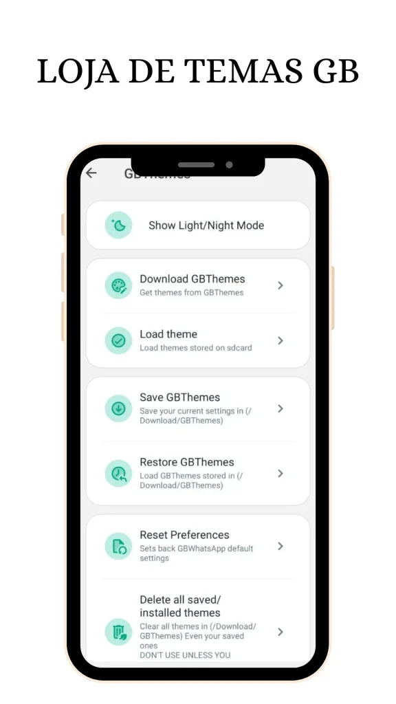 WhatsApp GB Download Oficial Atualizado v18.80 Abril 2026 5 Loja de temas GB