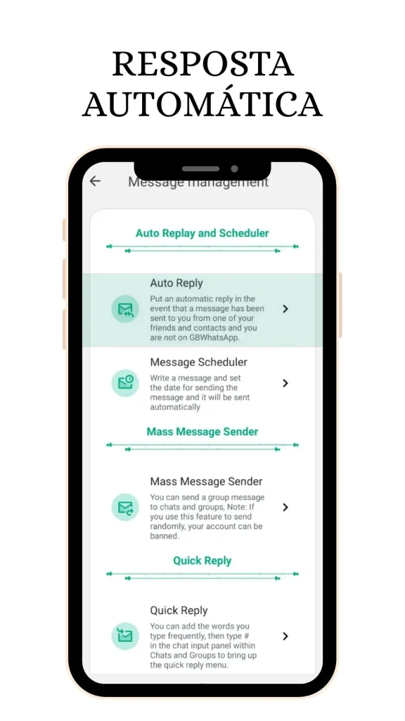 Recursos Ocultos do WhatsApp GB Que Surpreendem 9 Resposta Automática whatsapp gb original