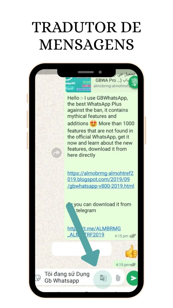 WhatsApp GB Download Oficial Atualizado v18.80 Abril 2026 15 Tradutor de mensagens