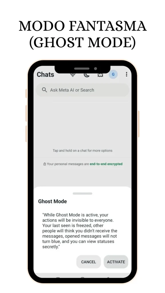 WhatsApp GB Download Oficial Atualizado v18.80 Abril 2026 9 whatsapp gb Atualizada Modo Fantasma (Ghost Mode)
